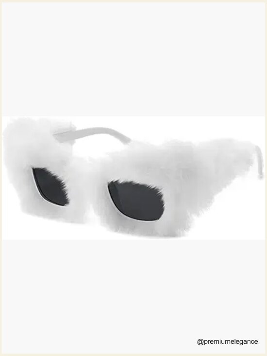 Vintage Plush Fuzzy Cat Eye Sunglasses Punk Velvet Shades Party Masquerade